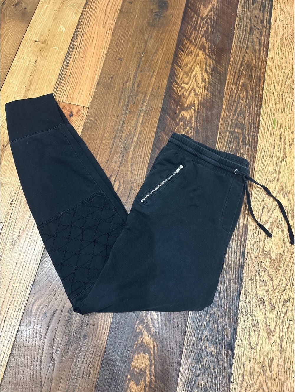 Ampersand & sweatpant jogger moto quilted zippered black L